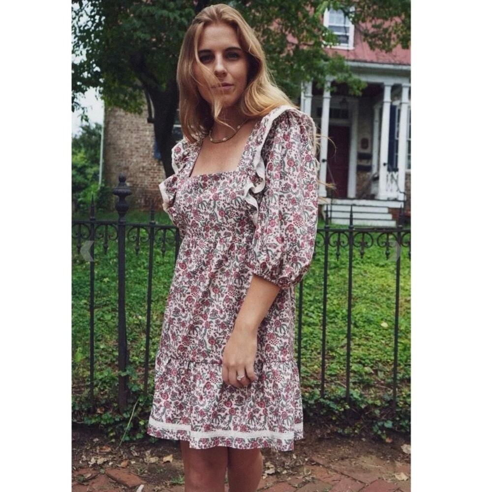 Smith & Quinn The Moon Dress in Desert Rose Floral Ruffle Puff Sleeve Small